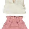 Discount Miniland Camiseta beige y pantalón rosa calor (38cm)