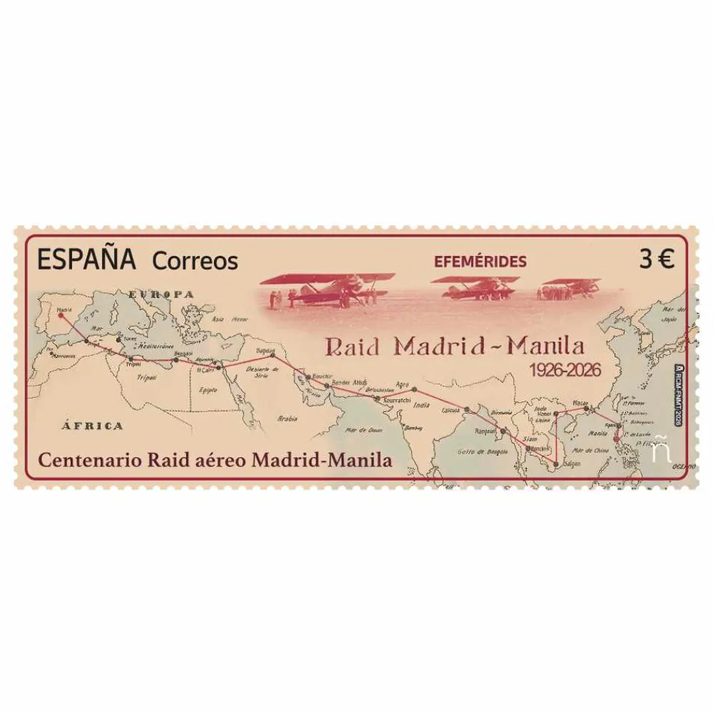 Centenario Raid aéreo Madrid-Manila. 1926-2026 | Sello Efemérides