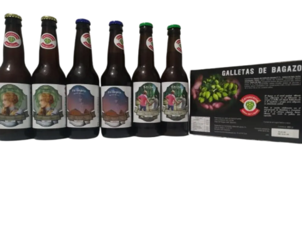 Hot Cervecería Valles del Lúpulo Cervezas Artesanas 2 Primeta + 2 Pa'llegra + 2 Raíces + 1 caja Galletas de bagazo