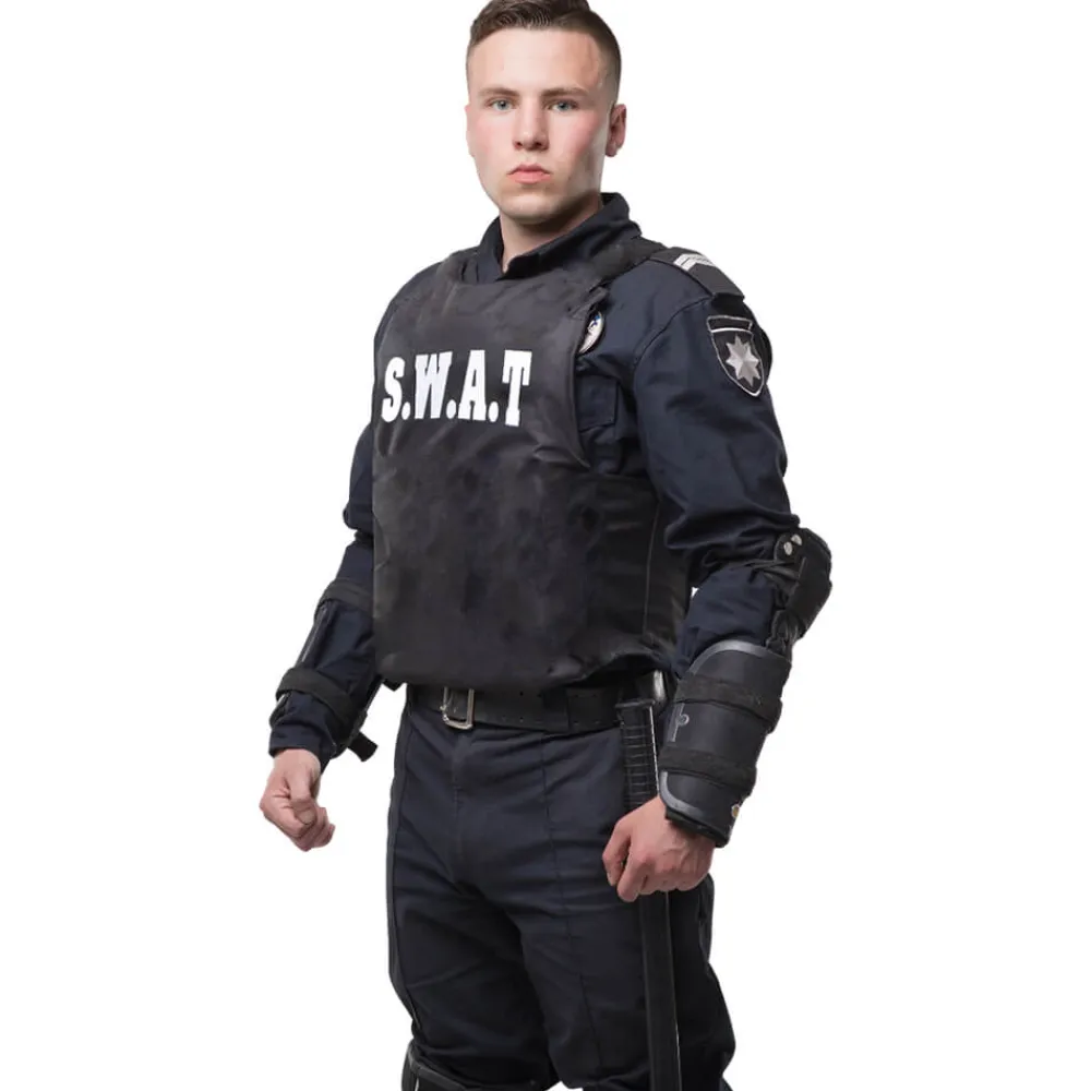 Clearance Disfraces Lucero Chaleco SWAT Adulto – Accesorio Disfraz Policial Negro 58x64 cm
