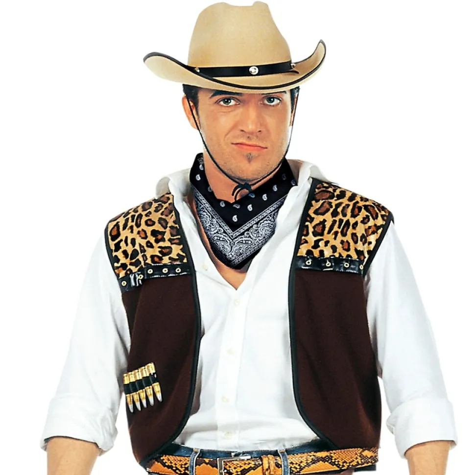 Chaleco vaquero marrón con bandana negra