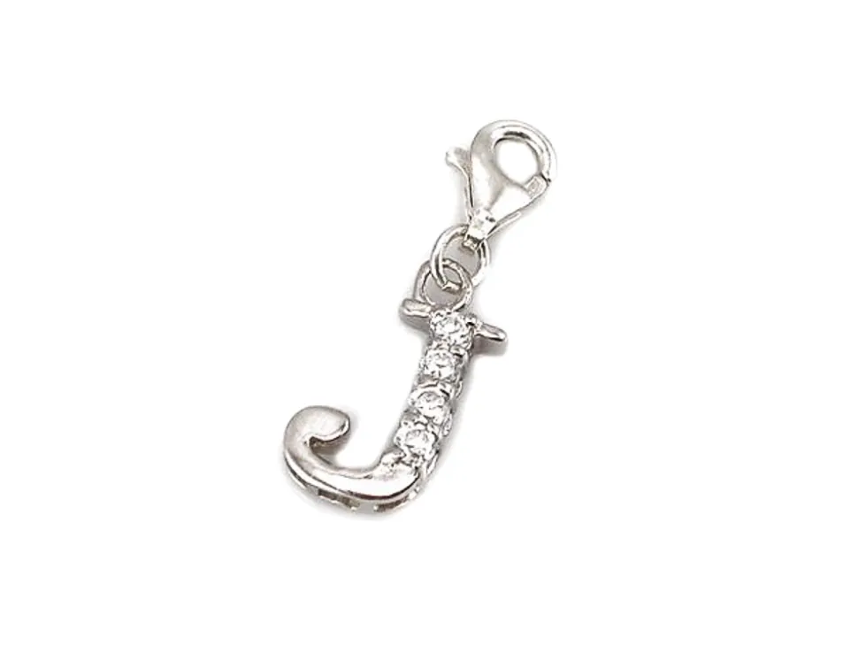 Charm De Plata De Ley Rodiada Letra J