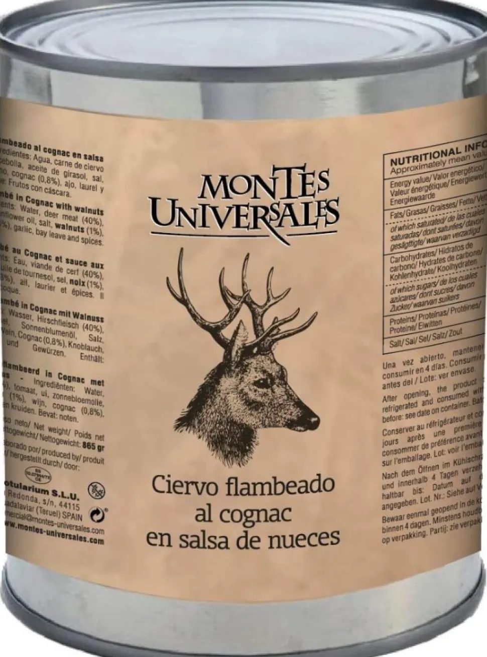 Ciervo flambeado al cognac en salsa de nueces (865g)