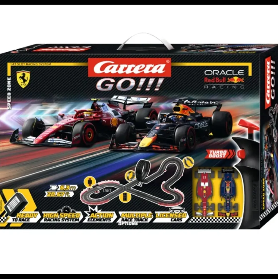 Circuito Coches Slot de Carreras Zona de velocidad Ferrari Vs Red Bull - Carrera Go!!! +6A