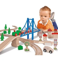Circuito de Tren Madera Infantil con Puente
