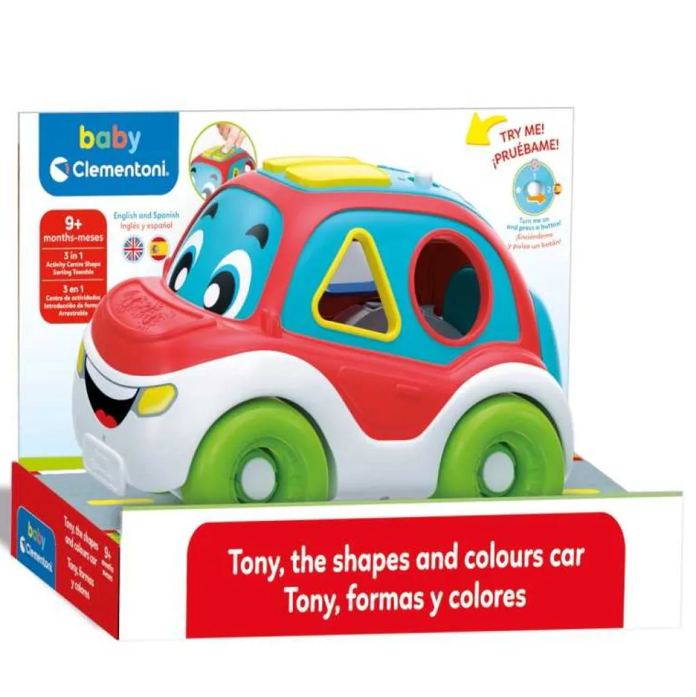 Clementoni Coche Actividades Tony, Formas y Colores Baby Arrastre