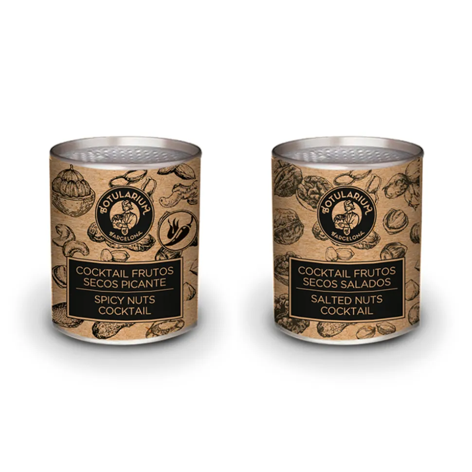 Cocktail picante (50g) y Cocktail salado (50g) Botularium (Pack con 5 latitas minibar de cada)