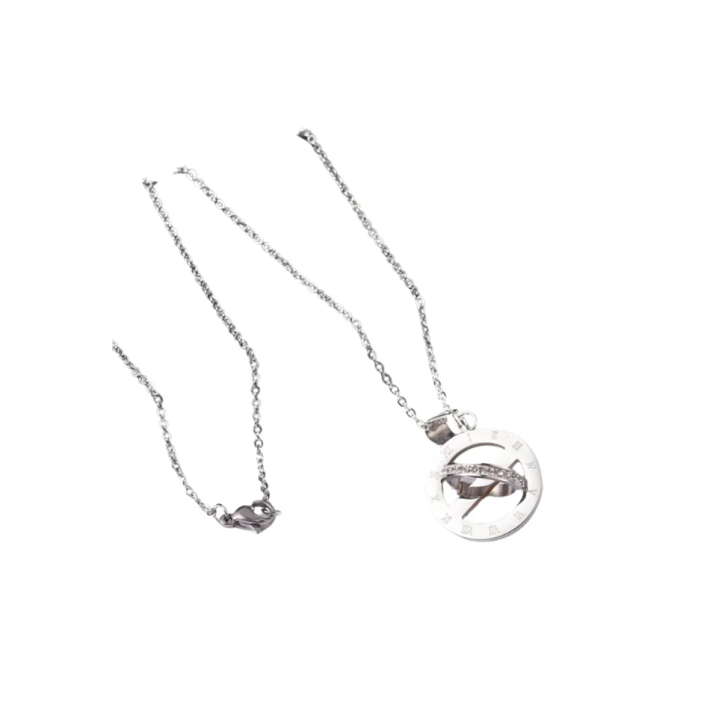 Creatulote Colgante Anillos Romanos con Strass. Collar 44 cm