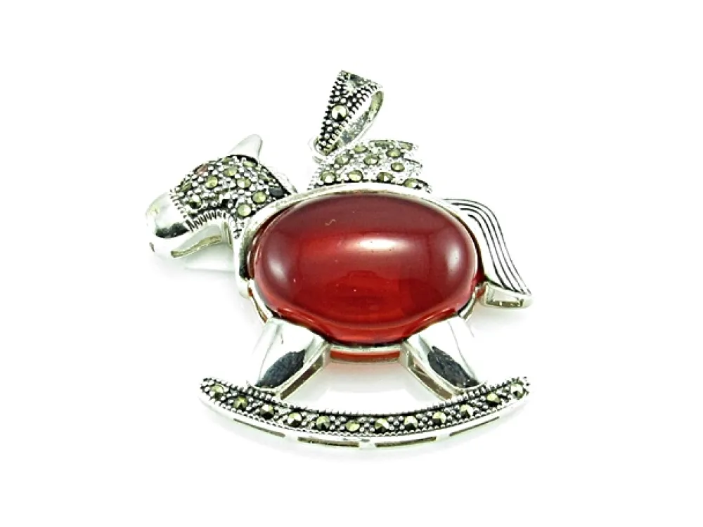 Discount Colgante Caballo Alado De Plata Vieja Y Marquesitas