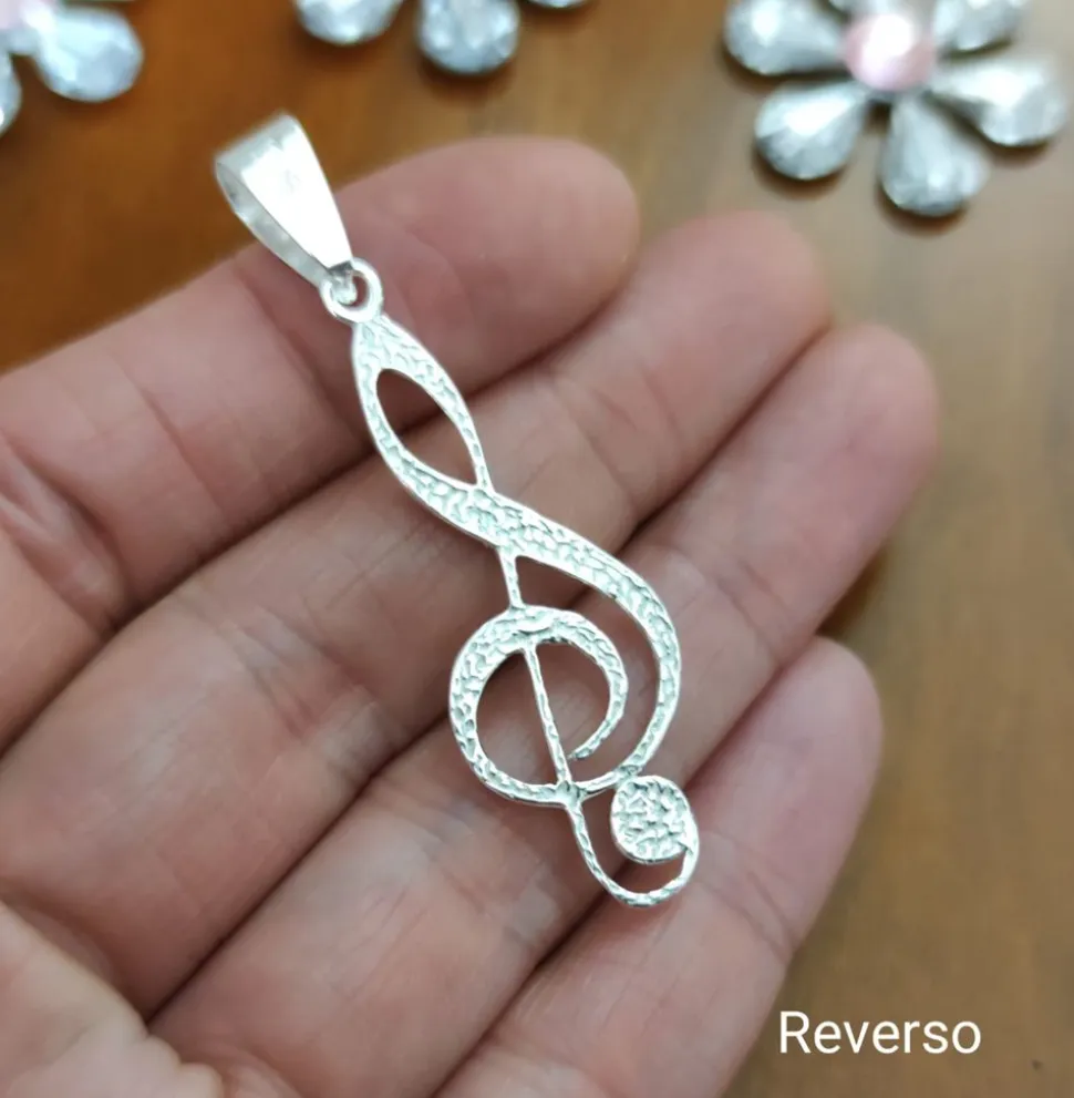 Colgante Clave De Sol De Plata De Ley
