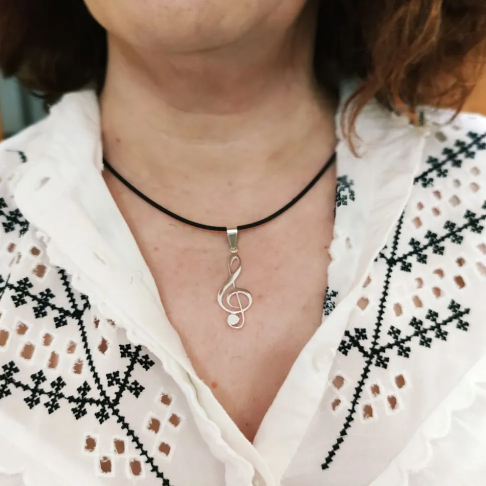 Colgante Clave De Sol De Plata De Ley