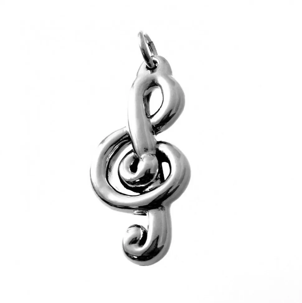 Colgante Clave De Sol Grande De Plata De Ley