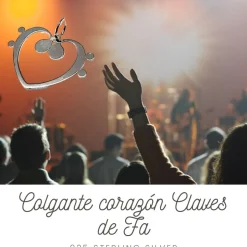 Colgante Claves De Fa Corazón De Plata De Ley