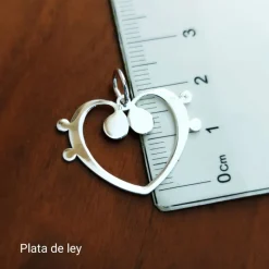 Colgante Claves De Fa Corazón De Plata De Ley