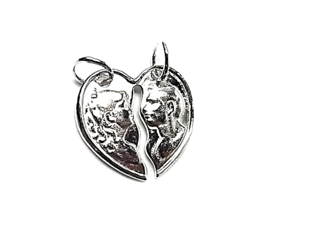 Clearance Colgante Corazon Partido De Plata De Ley