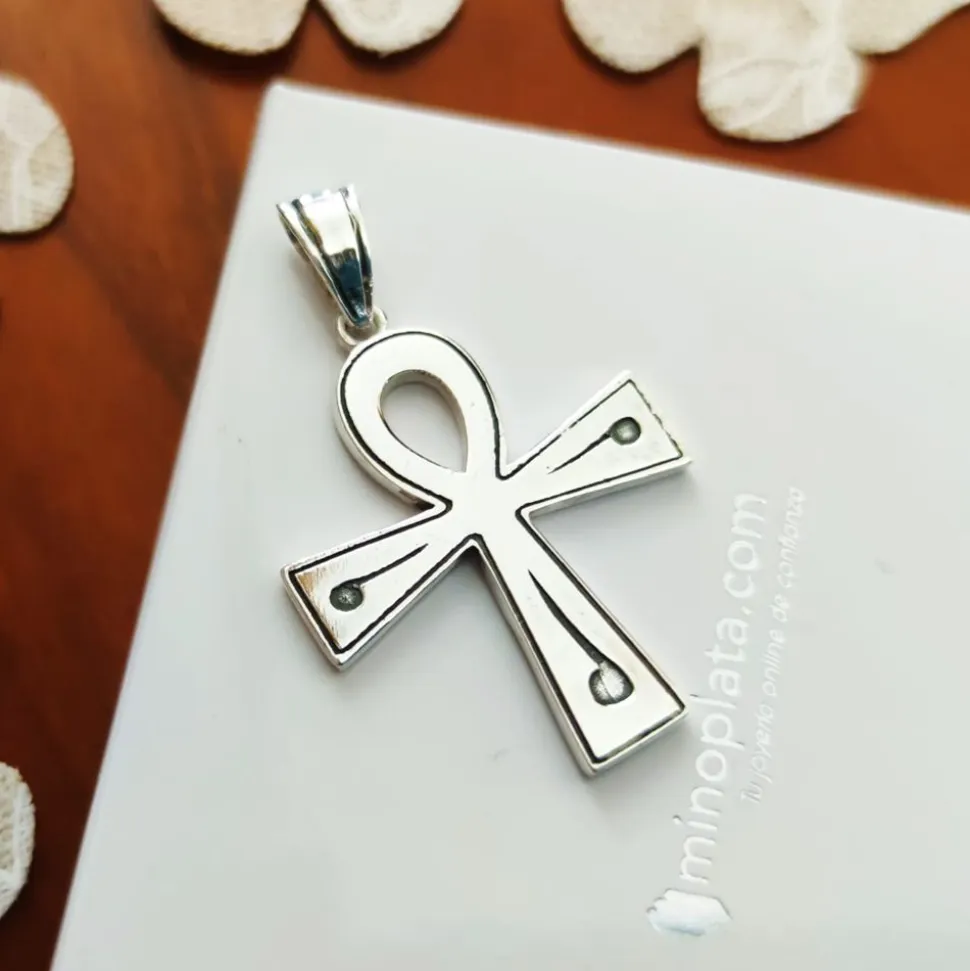 Colgante Cruz De La Vida De Plata De Ley