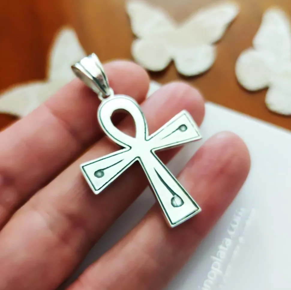 Colgante Cruz De La Vida De Plata De Ley