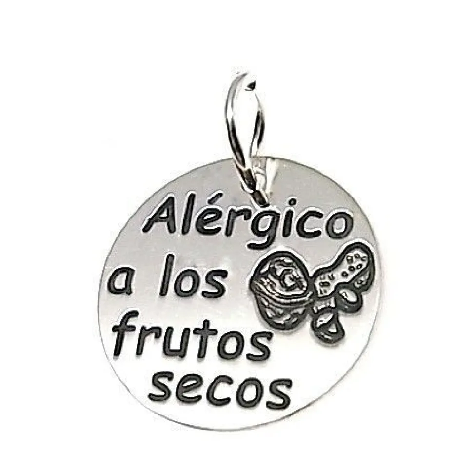 Colgante De Plata Alérgico A Los Frutos Secos18 Mm.