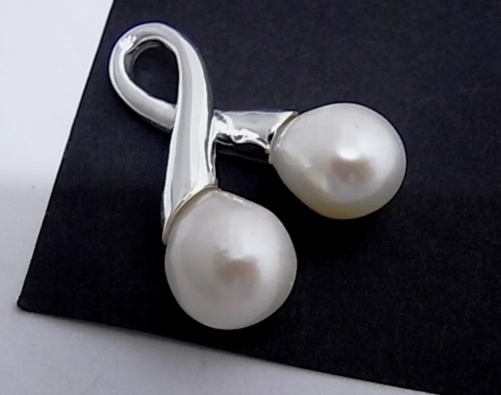 Outlet Colgante De Plata Con Dos Perlas