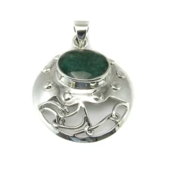 Sale Colgante De Plata De Ley Con Piedra Agatha Verde