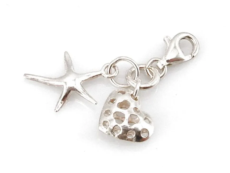 Colgante De Plata Lisa Amor Y Suerte Tipo Charms