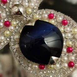 Clearance Colgante De Plata Rh Con Piedra Azul Oscuro Ojo De Gato