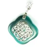Sale Colgante De Plata Vieja Con Piedra Verde Ojo De Gato