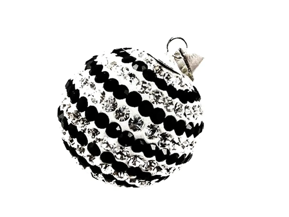 Colgante De Plata Y Cristal Listado 20 Mm.negro Y Blanco