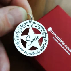 Hot Colgante Estrella De Plata Con Mensaje Para La Seño