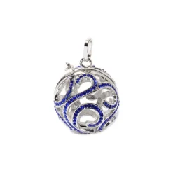 Colgante Jaula Llamador de Ángeles circular con strass azul 25 mm