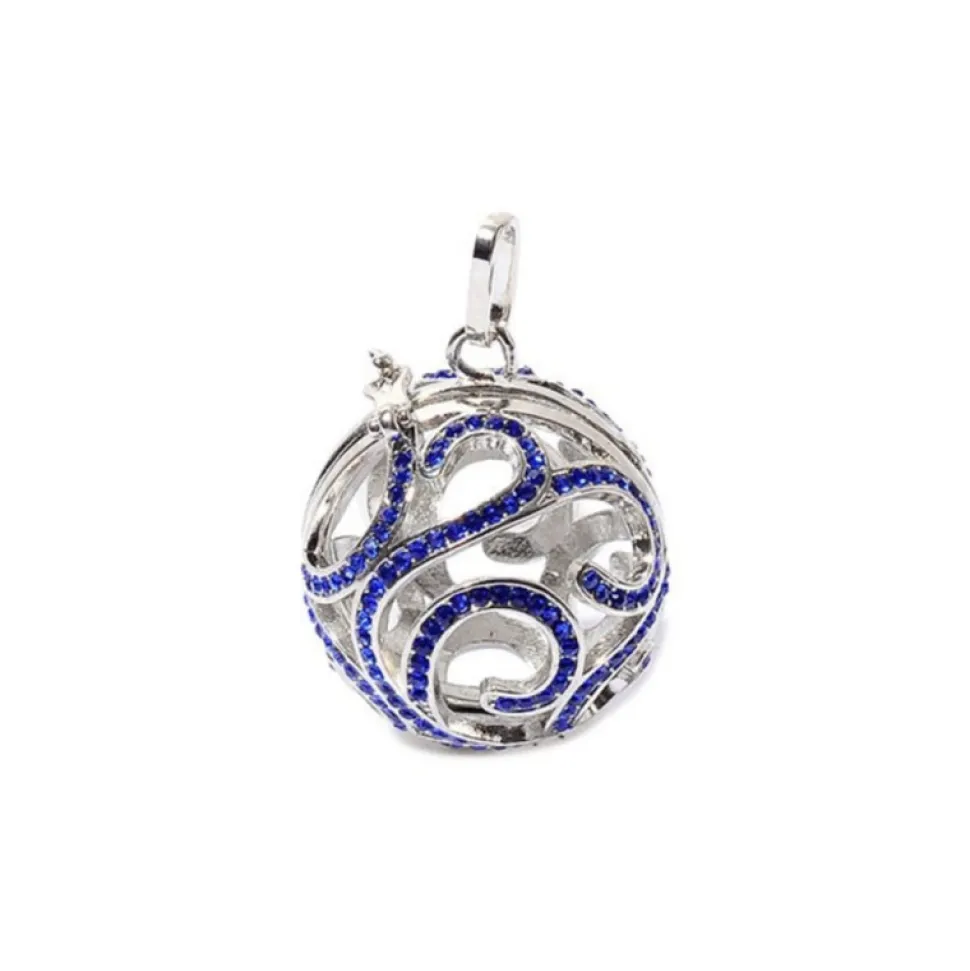 Colgante Jaula Llamador de Ángeles circular con strass azul 25 mm
