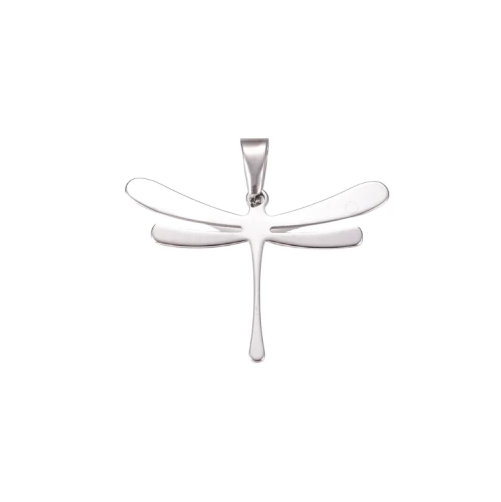 Sale Creatulote Colgante Libélula de acero inoxidable - 32x45x1 mm con collar 46.5 cm