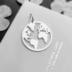 Discount Colgante Mapa Del Mundo De Plata De Ley