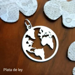 Discount Colgante Mapa Del Mundo De Plata De Ley