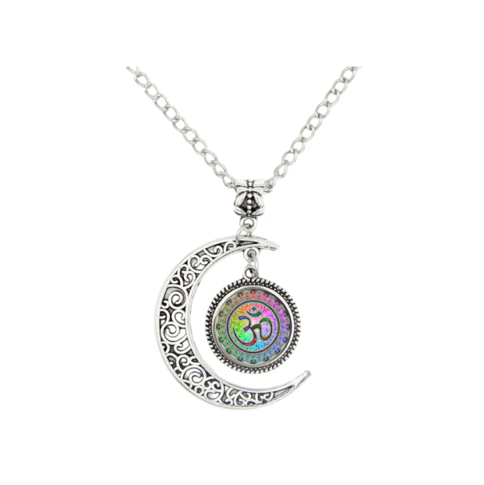 Colgante Media Luna con Om de aleación de metales