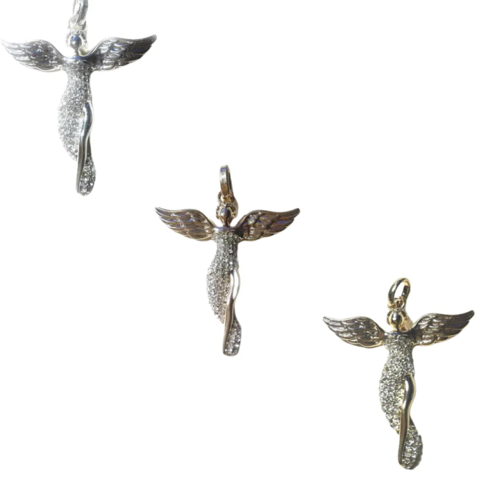Colgante Ángel con alas y Strass de 49 mm de largo.