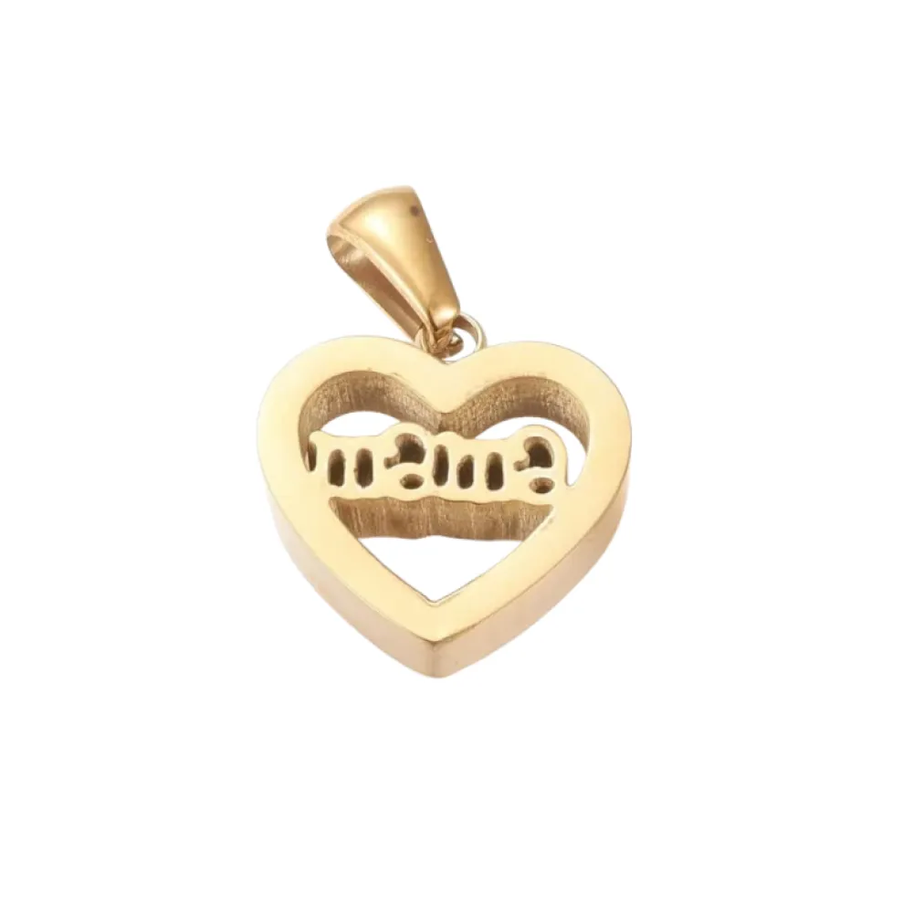 Hot Creatulote Colgante pequeño "Mama" en forma de corazón - 15 x 15 x 3.5 mm