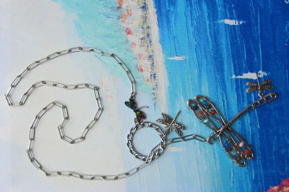 Sale Che Carino Art Collar acero libélulas con ojo de gato