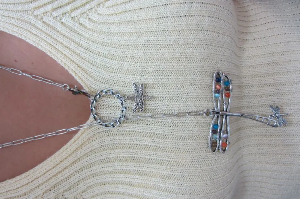 Sale Che Carino Art Collar acero libélulas con ojo de gato