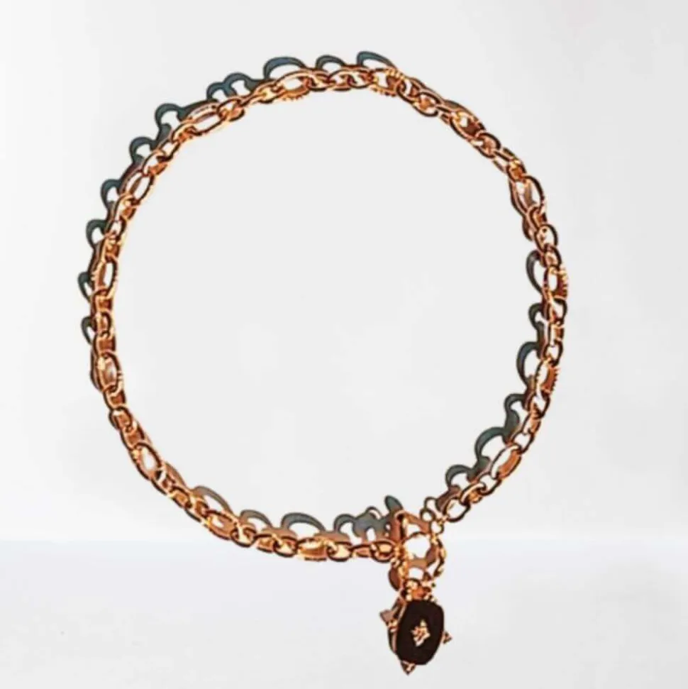 Collar Cadena Colgante Negro flor