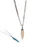 Hot Hhedderich Collar Colgante Pluma Acero Baño Oro