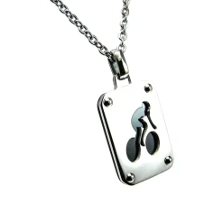 Online Collar De Acero Inoxidable Placa Decorada Con Figura De Ciclista