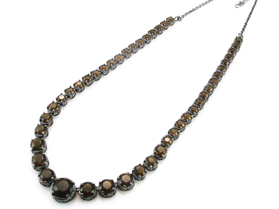 Collar De Plata Y Rodio Negro Con Circonitas Coffee