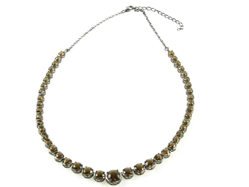 Collar De Plata Y Rodio Negro Con Circonitas Coffee