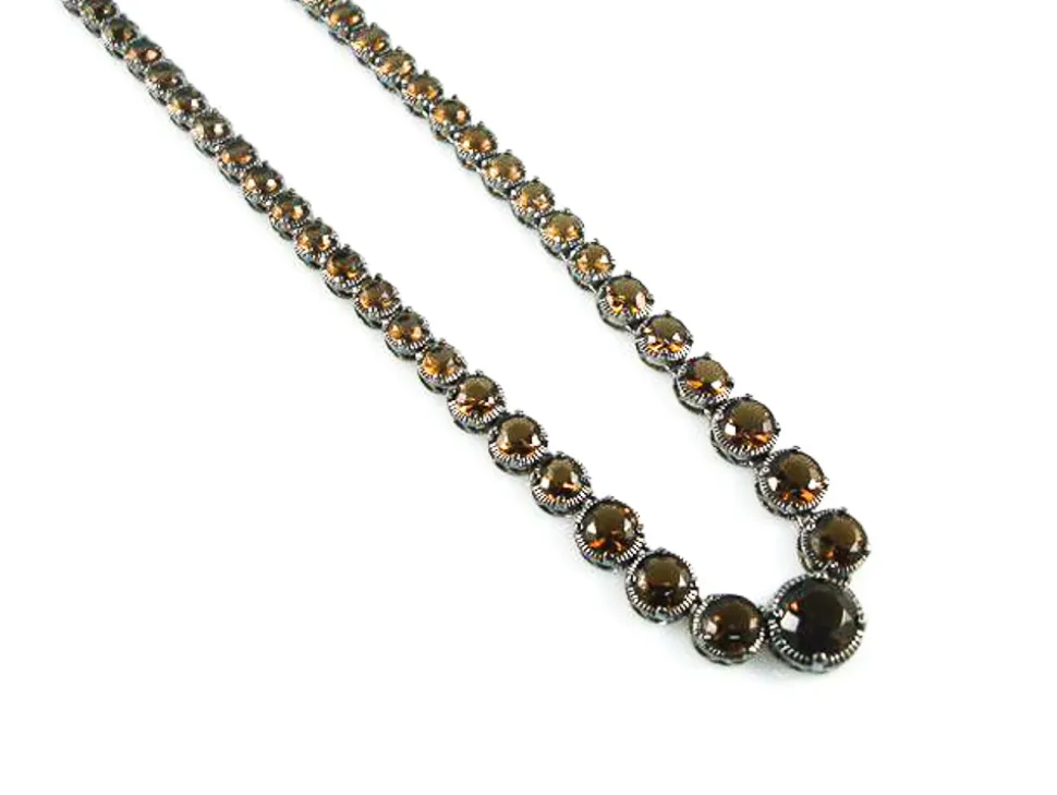 Collar De Plata Y Rodio Negro Con Circonitas Coffee