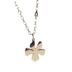 Collar Flor Pétalos Acero Baño Oro