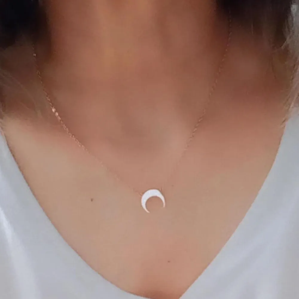 Online Hhedderich Collar Media Luna Acero Baño Oro