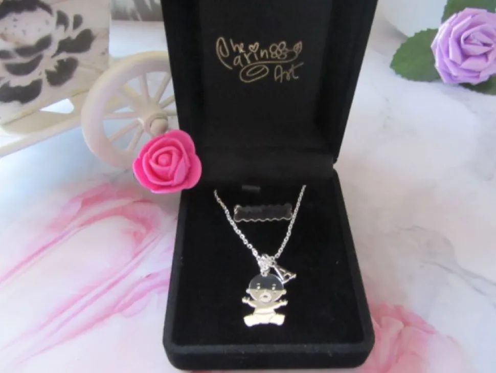 Collar plata bebé con inicial