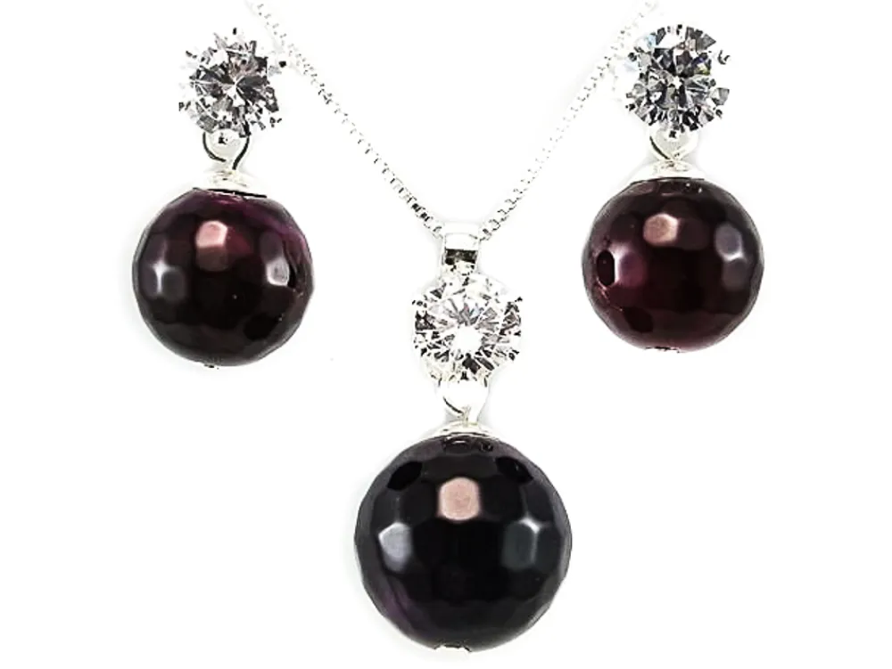 Online Conjunto Chica De Plata Con Cuarzo Granate Y Circonitas