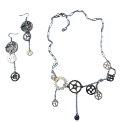 Che Carino Art Conjunto collar y pendientes -engranaje